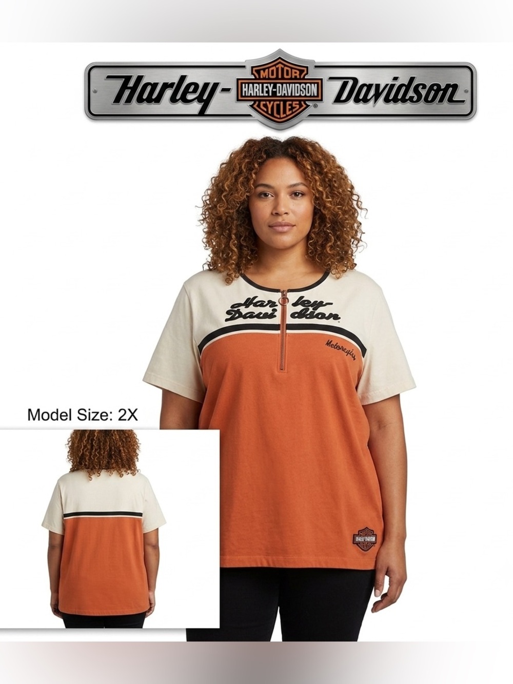 Harley-Davidson 1/4 Zip Embroidered Logo Shirt Women’s 2X